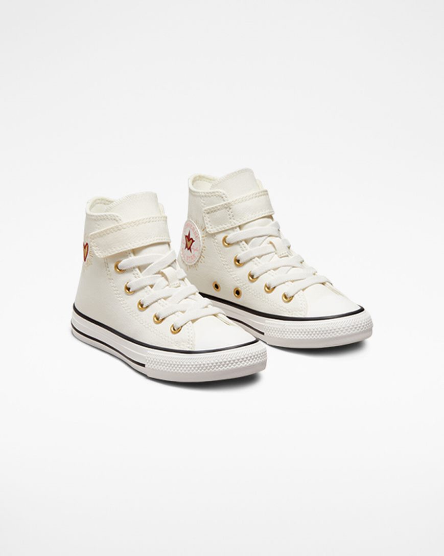 Tenisky Vysoke Converse Chuck Taylor All Star Easy-On Hearts Dievcenske Biele Tmavo Červené | SK PBDHW3